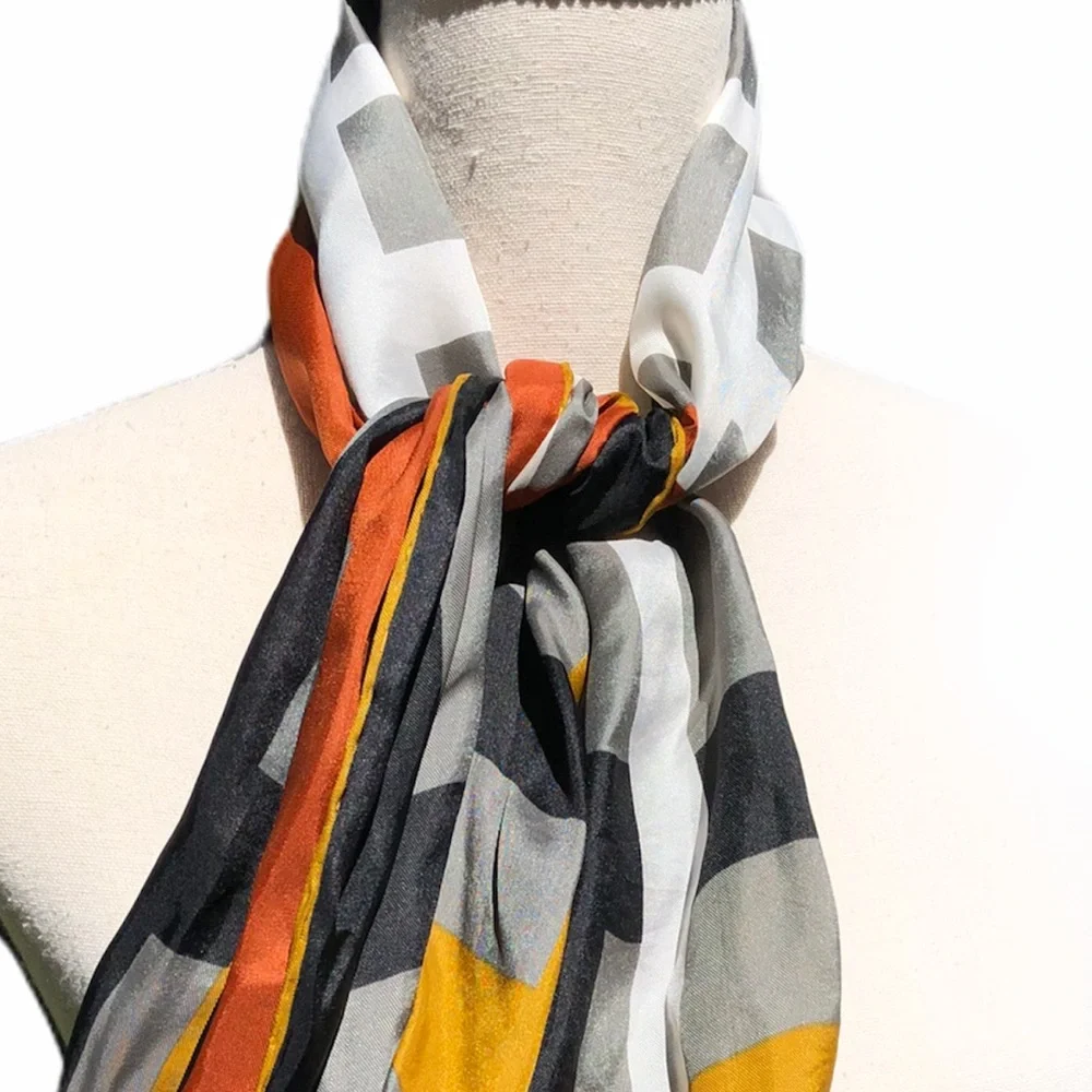 Vintage Striped Silk Blend Scarf